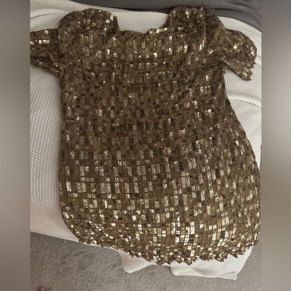 Topshop PETITE Gold Sequin Mini Dress